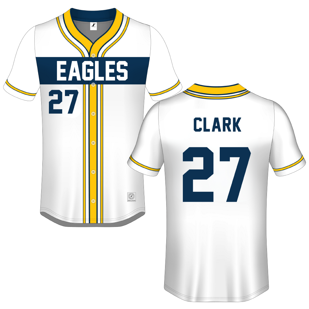 Coppin State University White Button-Down Jersey - #27 Jayden Clark