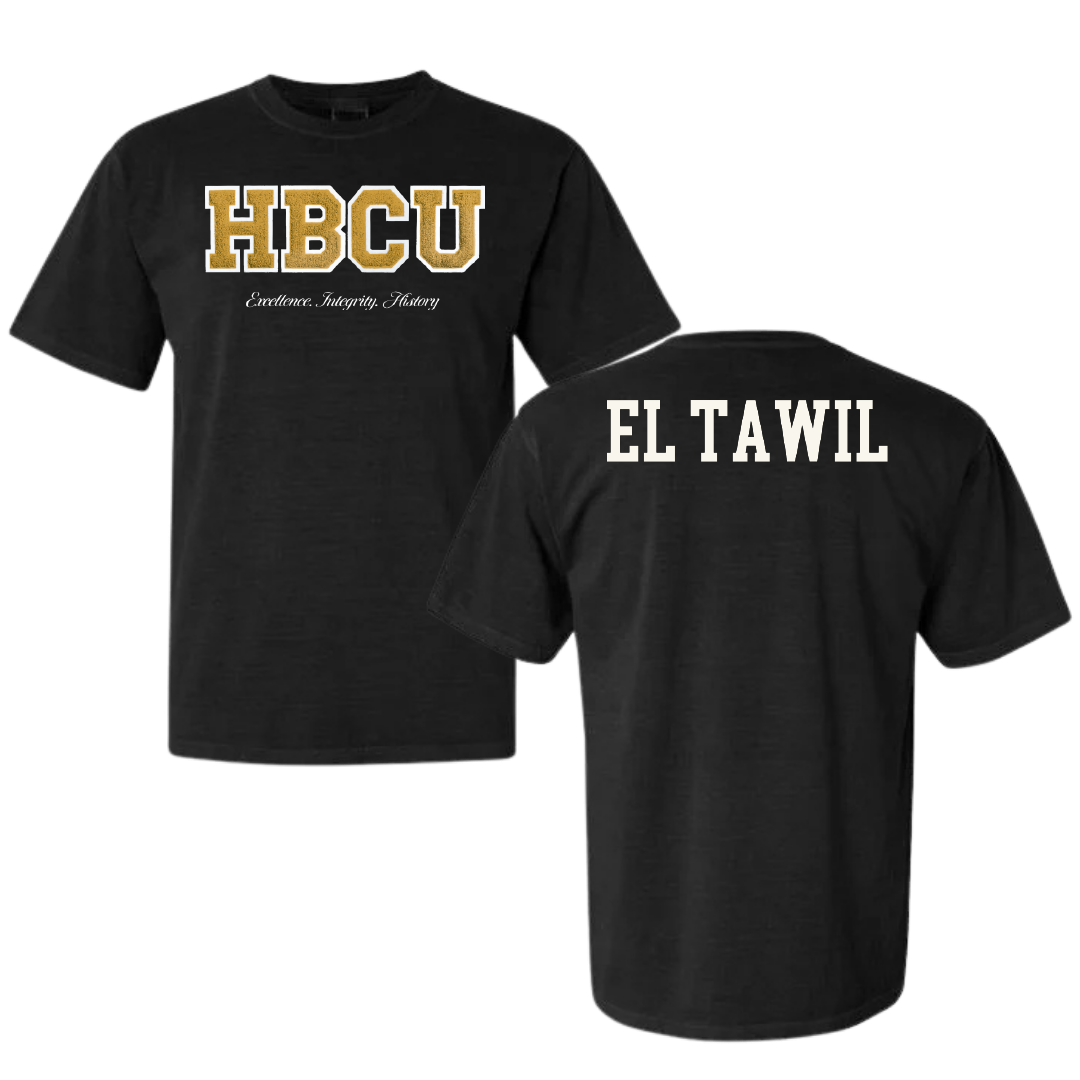 Alabama State University Tennis (W) Black HBCU Varsity Comfort Colors Tee - Kesmat El Tawil