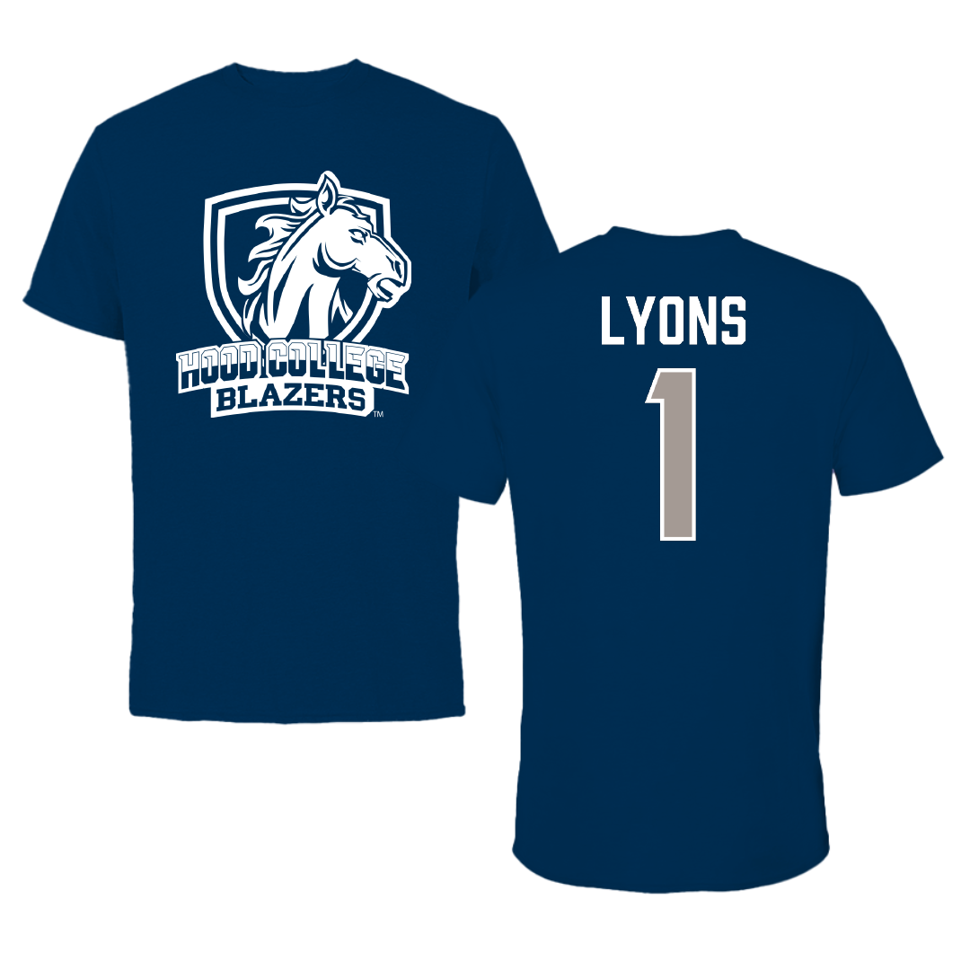 Hood College Volleyball Navy Performance Tee - #1 Dane Lyons
