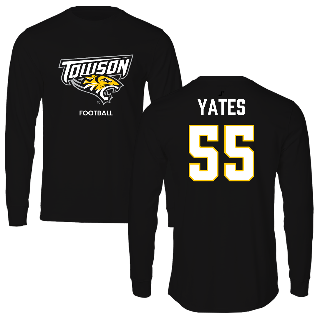 Towson University Football Black Performance Long Sleeve - #55 Isaiah Yates