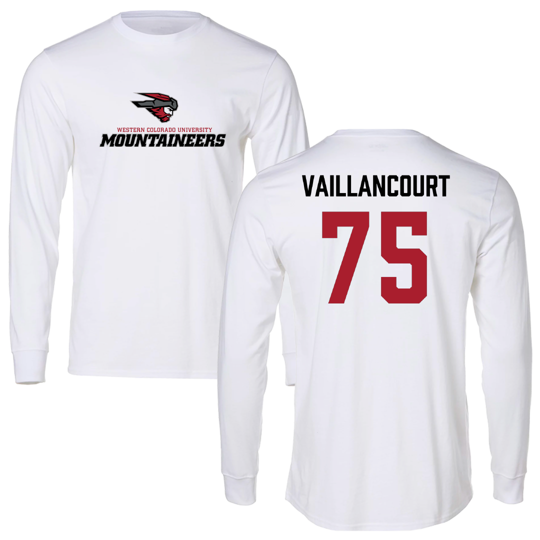 Western Colorado University Football White Performance Long Sleeve - #75 Patrick Vaillancourt