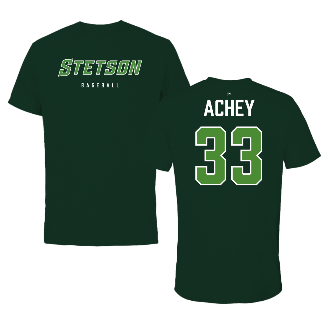 Stetson University Baseball Forest Green Tee - #33 Thomas Achey