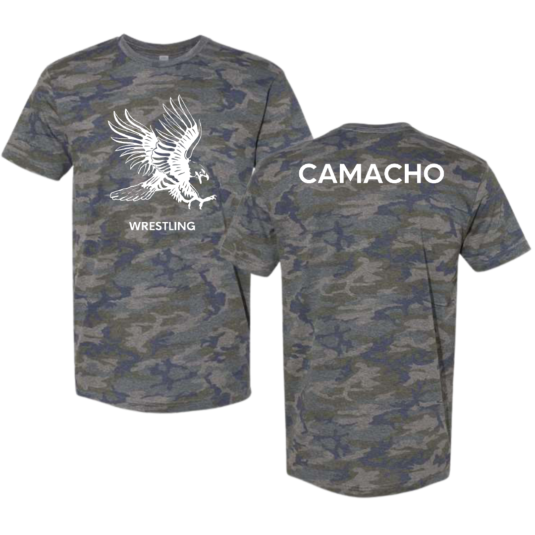 Dickinson State University Wrestling (M) Vintage Camo Tee - Juan Camacho