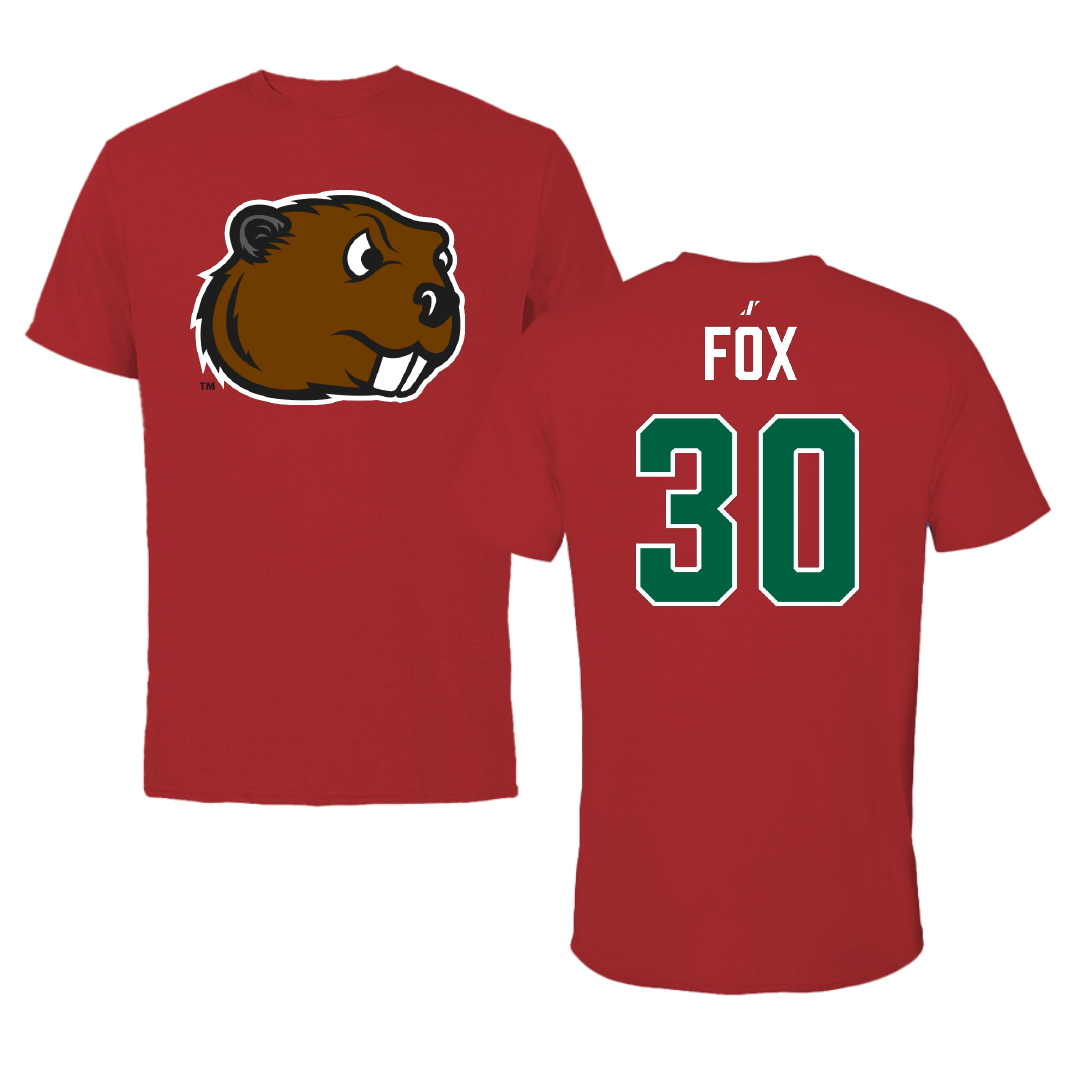 Minot State University Football Canvas Red Tee - #30 Jaden Fox