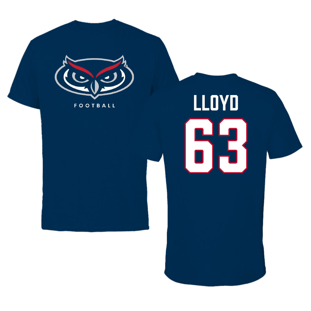Florida Atlantic University Football Navy Mascot Tee - #63 Dylan Lloyd