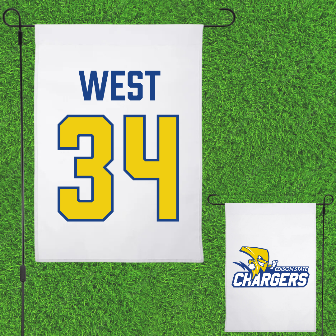 Edison State Community College Baseball White Garden Flag - #34 Brayden West