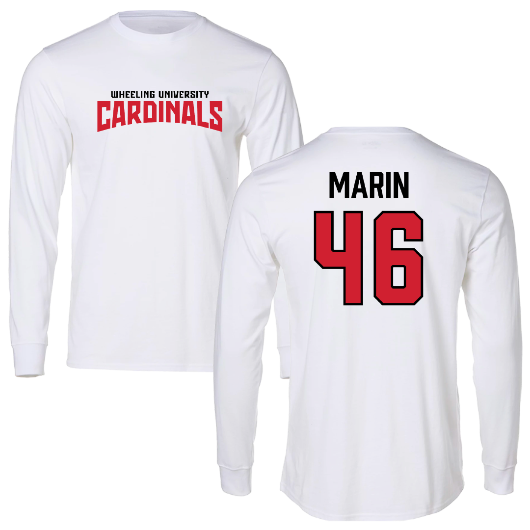 Wheeling University Lacrosse (M) White Classic Performance Long Sleeve - #46 Hajiyianni Marin