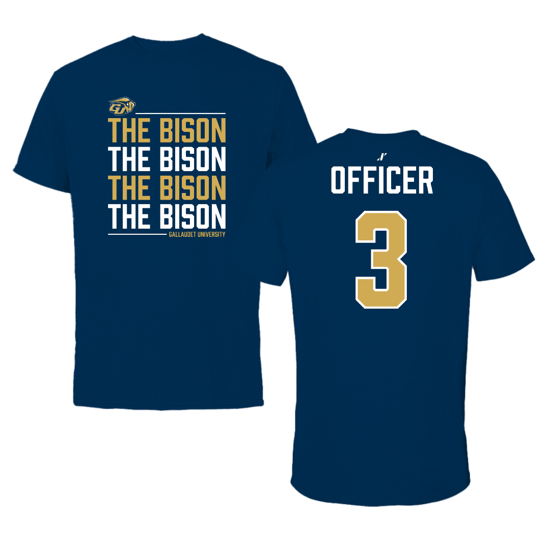 Gallaudet University Football Navy General Performance Tee - #3 Dylan Officer