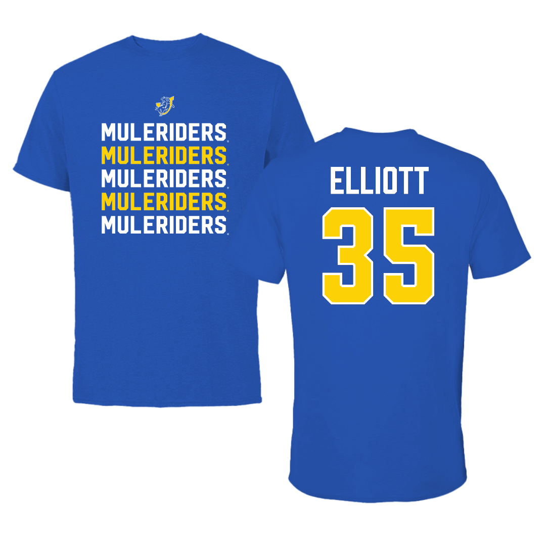 Southern Arkansas University Baseball Blue General Performance Tee - #35 Tate Elliott