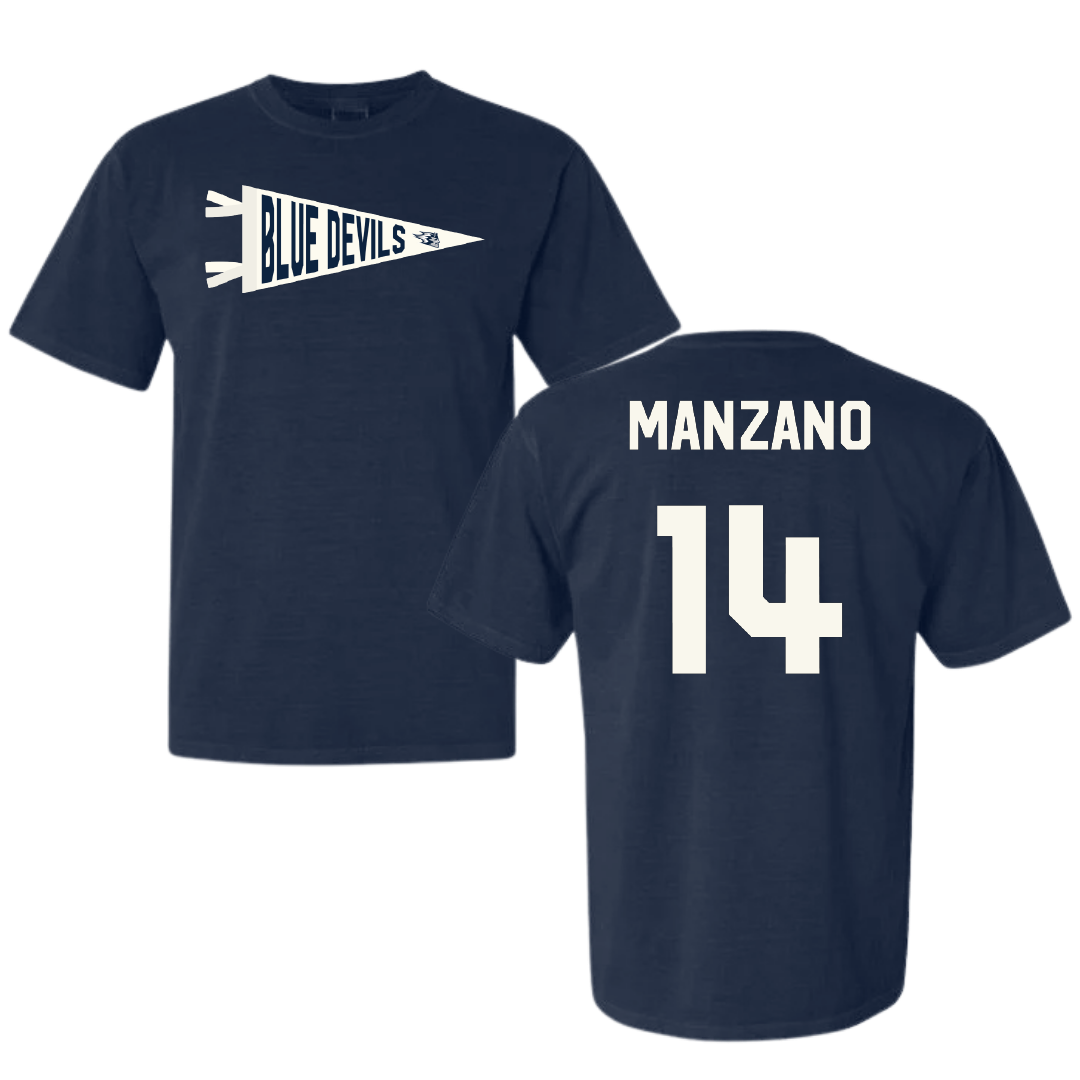 University of Wisconsin-Stout Soccer Navy Pennant Comfort Colors Tee - #14 Marvin Manzano