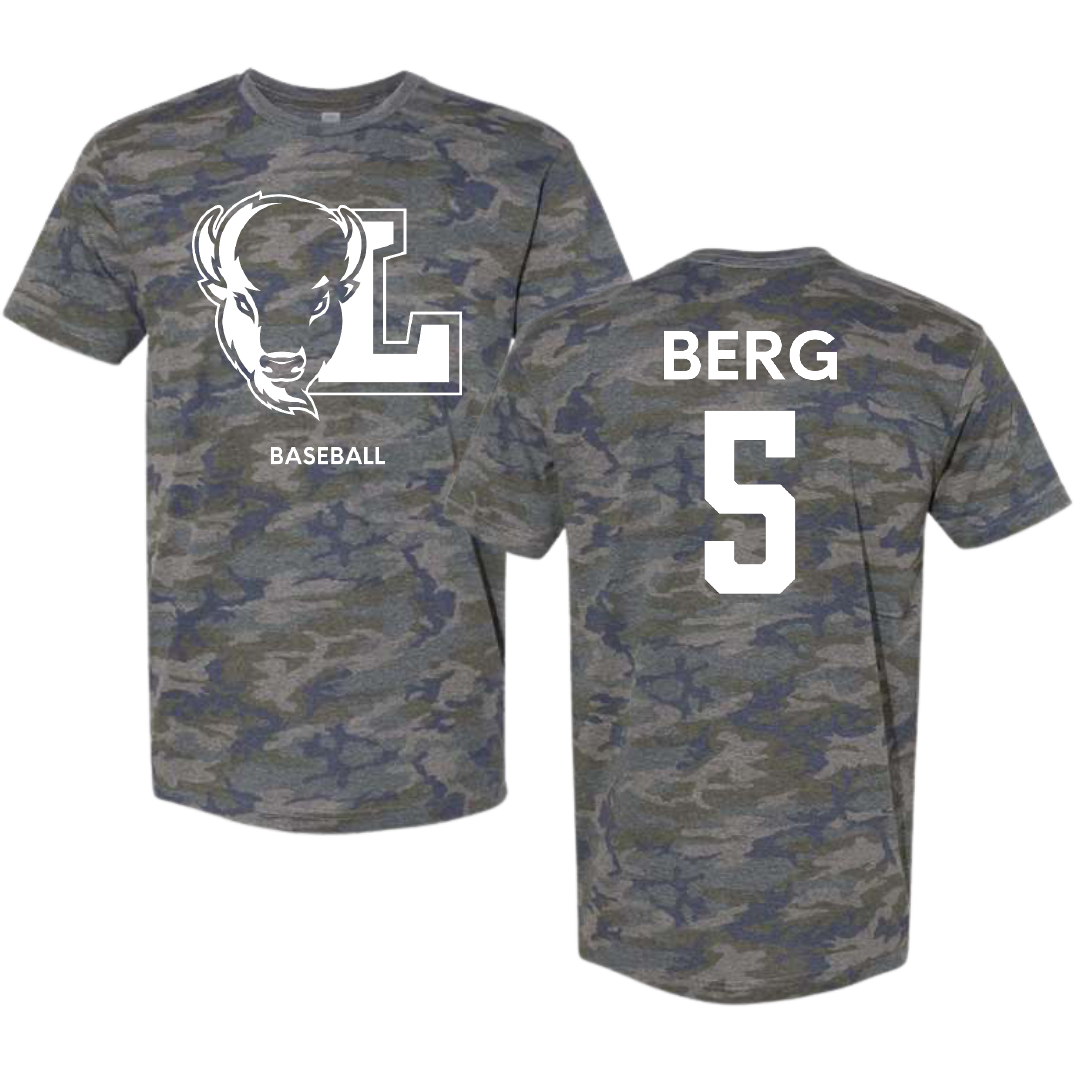 Lipscomb University Baseball Vintage Camo Tee - #5 Jake Berg