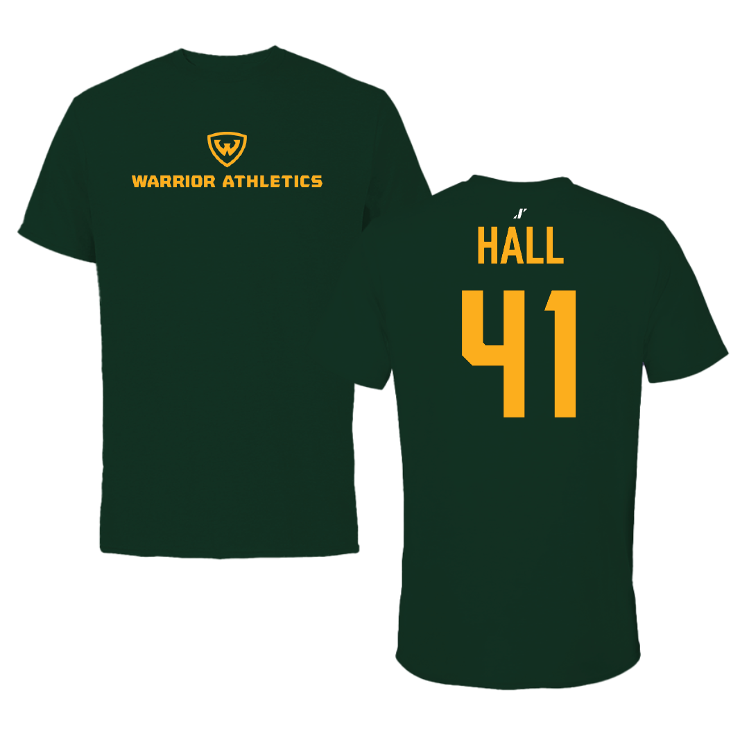 Wayne State University (Michigan) Football Forest Green Tee - #41 Zaiden Hall
