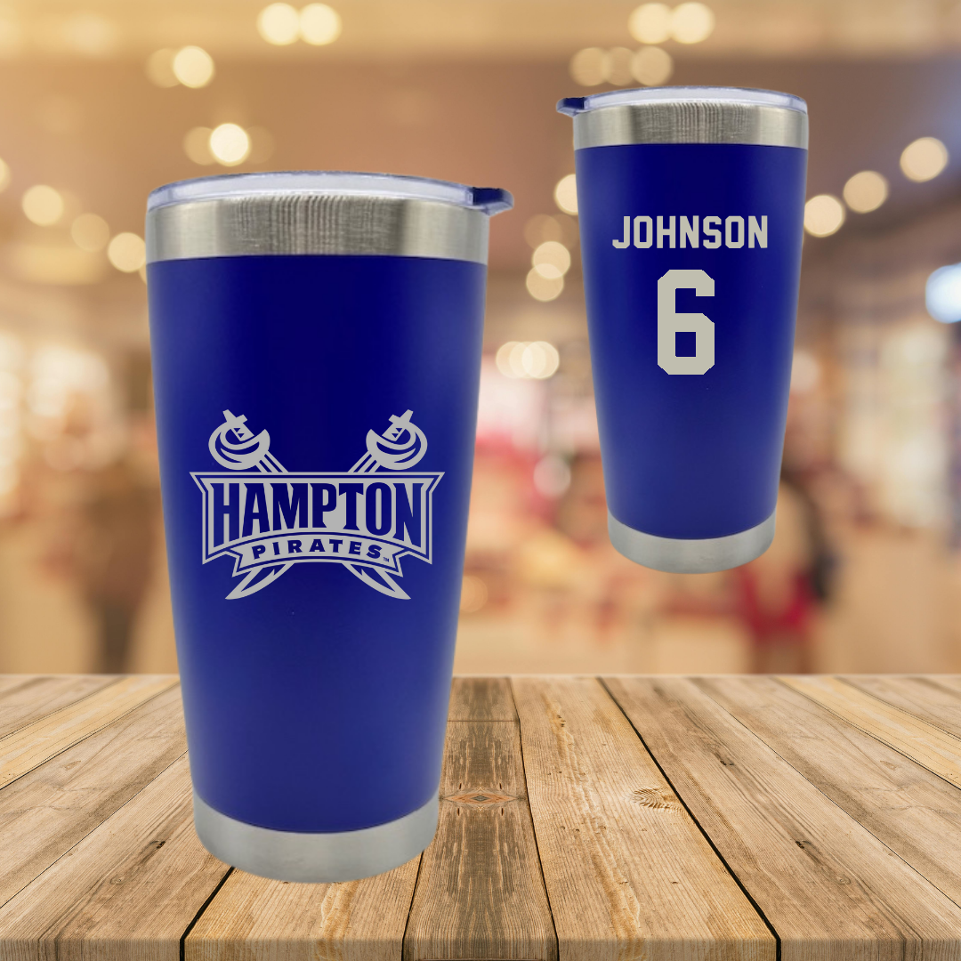 Hampton University Softball Blue Stainless Steel Tumbler - #6 Amani Johnson