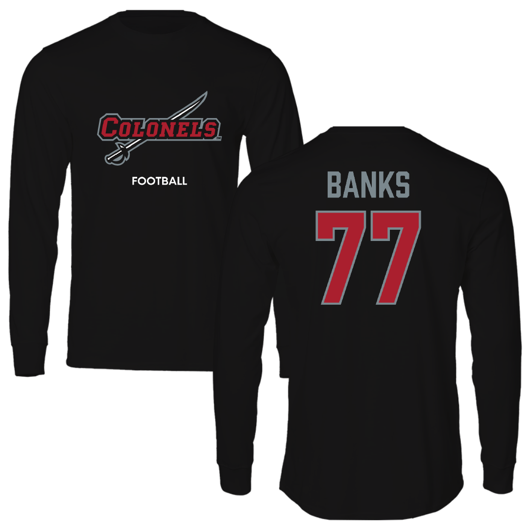 Nicholls State University Football Black Colonels Long Sleeve - #77 Cam Banks