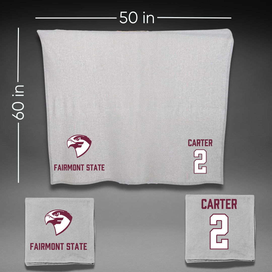 Fairmont State University Basketball Gray Blanket - #2 Drey Carter