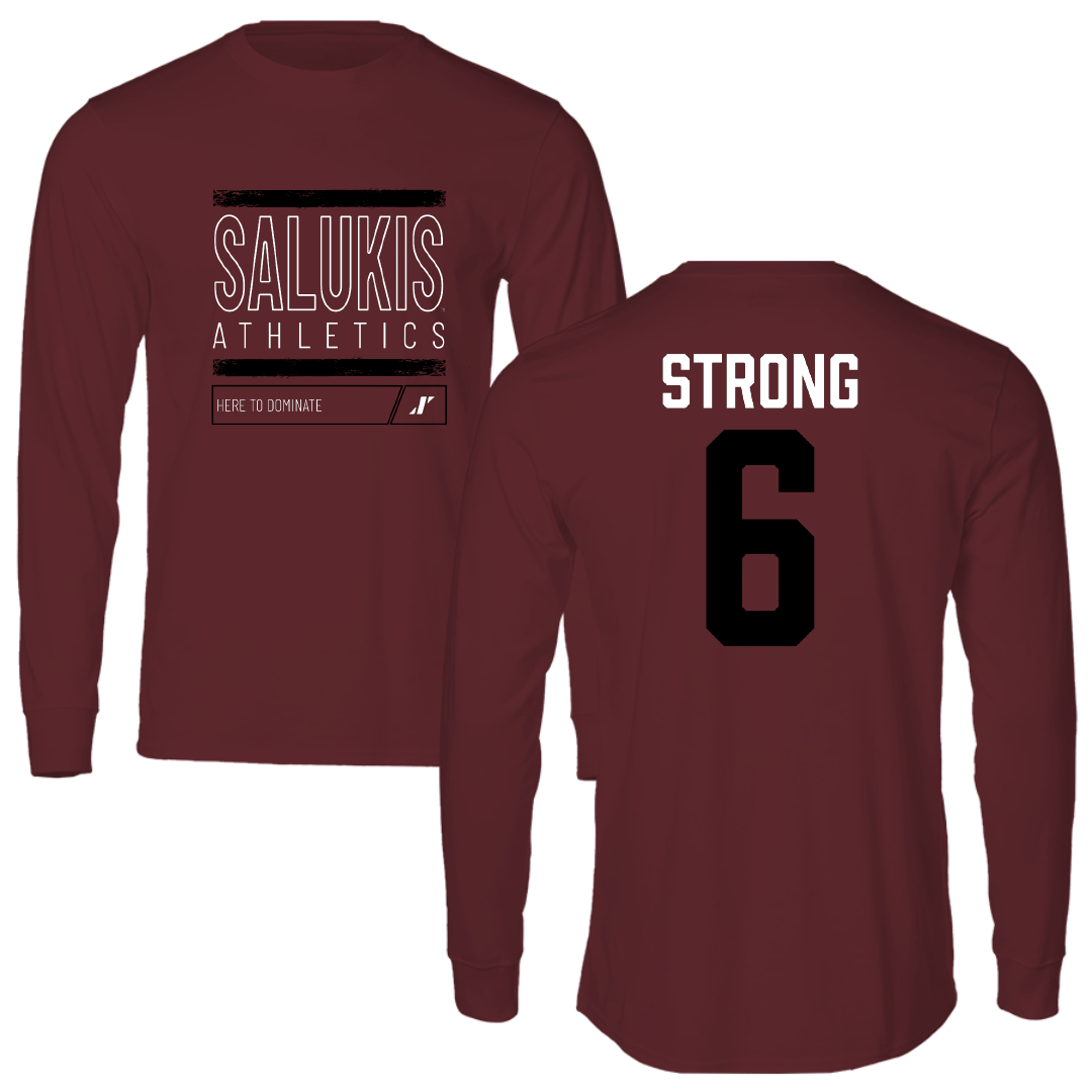 Southern Illinois University at Carbondale Football Maroon Dominate Performance Long Sleeve - #6 Justin Strong