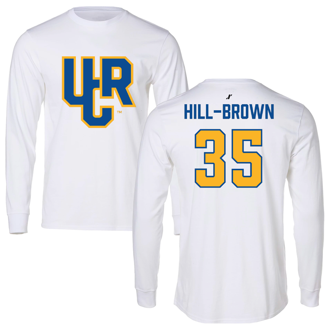 University of California-Riverside Basketball White Long Sleeve - #35 Tiairra Hill-Brown