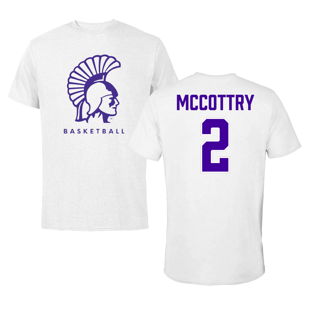 Winona State University Basketball White Performance Tee - #2 Joevonn McCottry