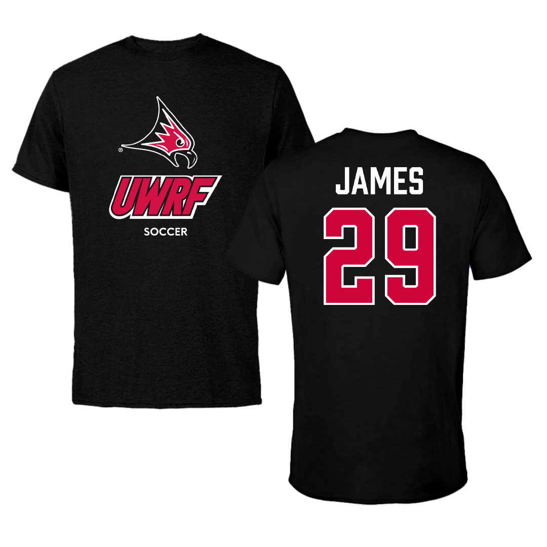 University of Wisconsin-River Falls Soccer (W) Black Tee - #29 Haley James