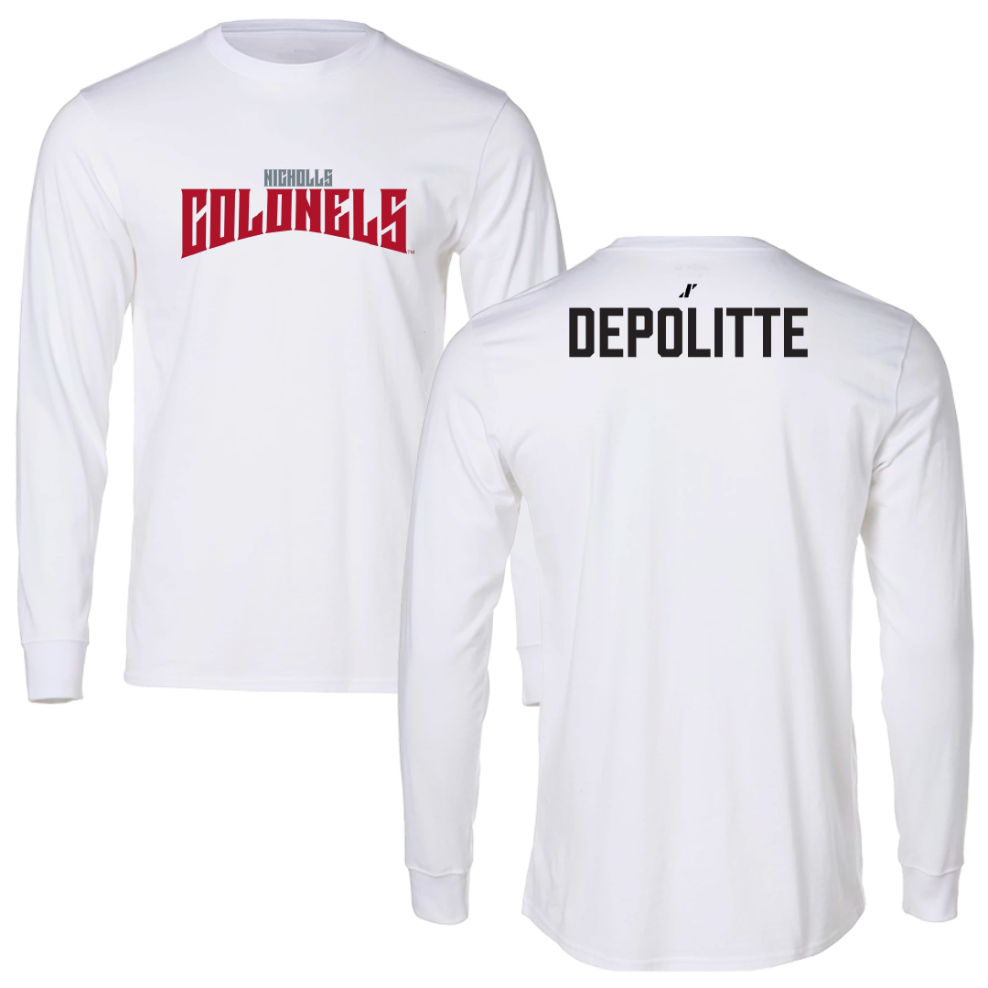 Nicholls State University Football White Classic Performance Long Sleeve - Peyton Depolitte
