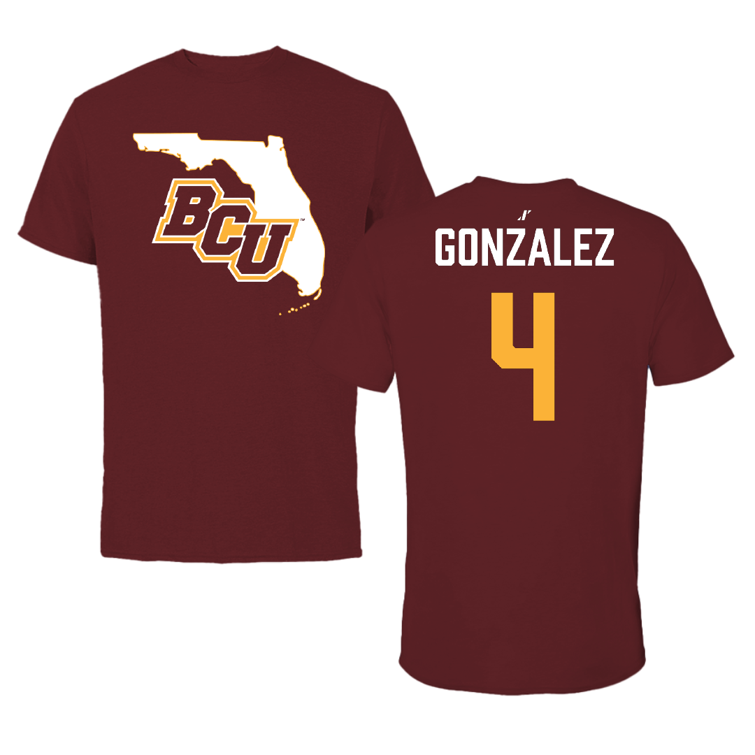 Bethune-Cookman University Volleyball (W) Maroon State Performance Tee - #4 Melissa Gonzalez