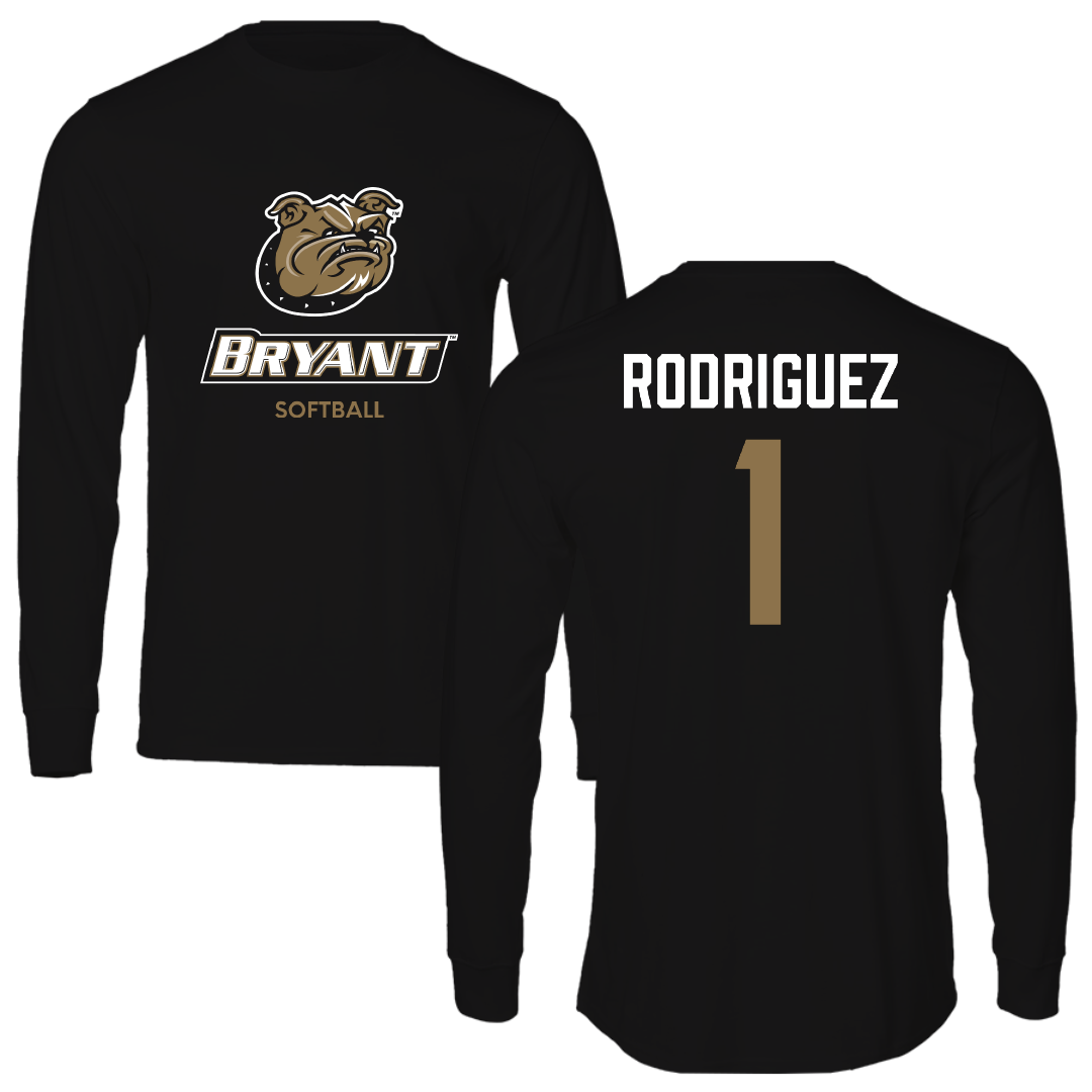 Bryant University Softball Black Performance Long Sleeve - #1 Arlisenny Rodriguez