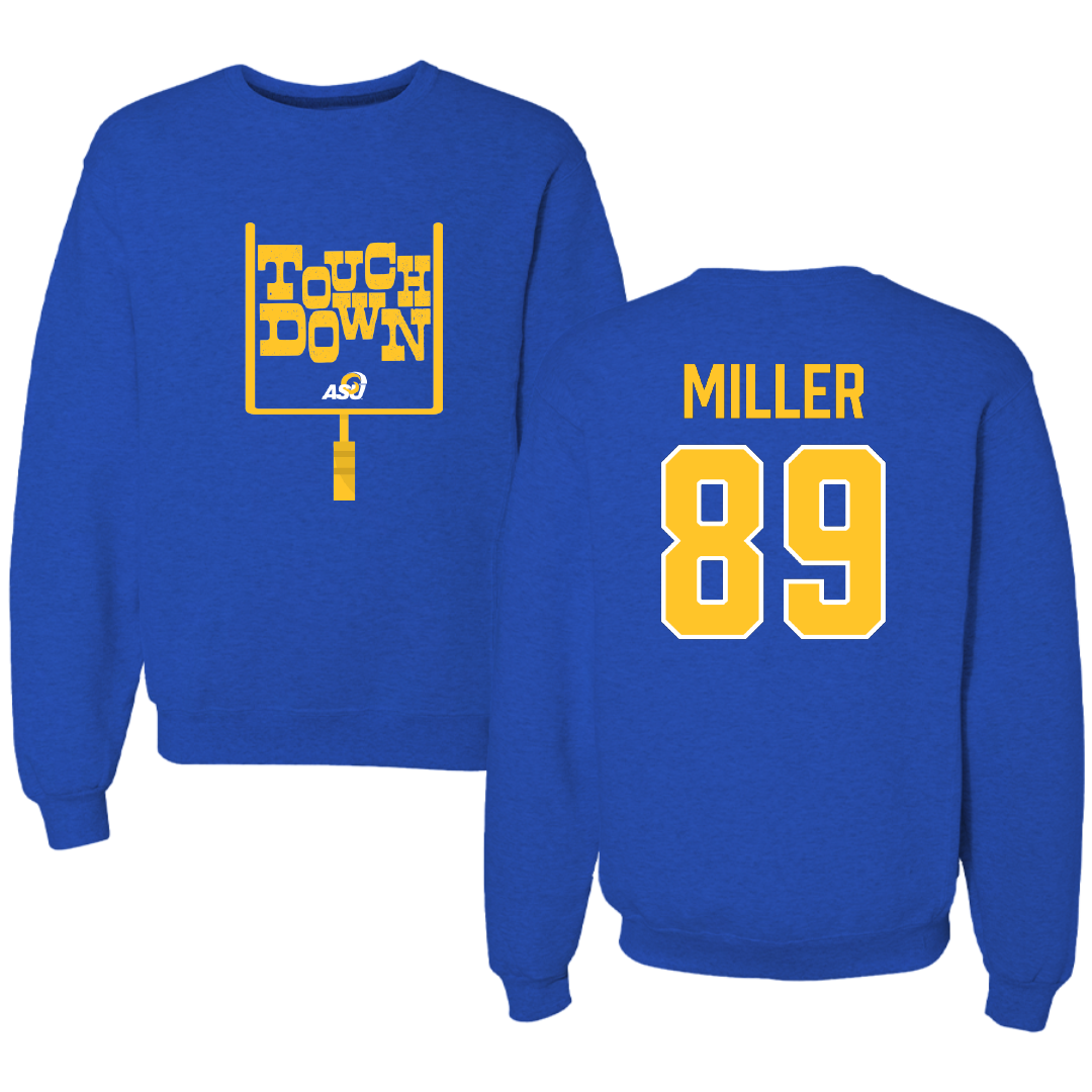 Angelo State University Football Blue Touchdown Crewneck - #89 Cole Miller