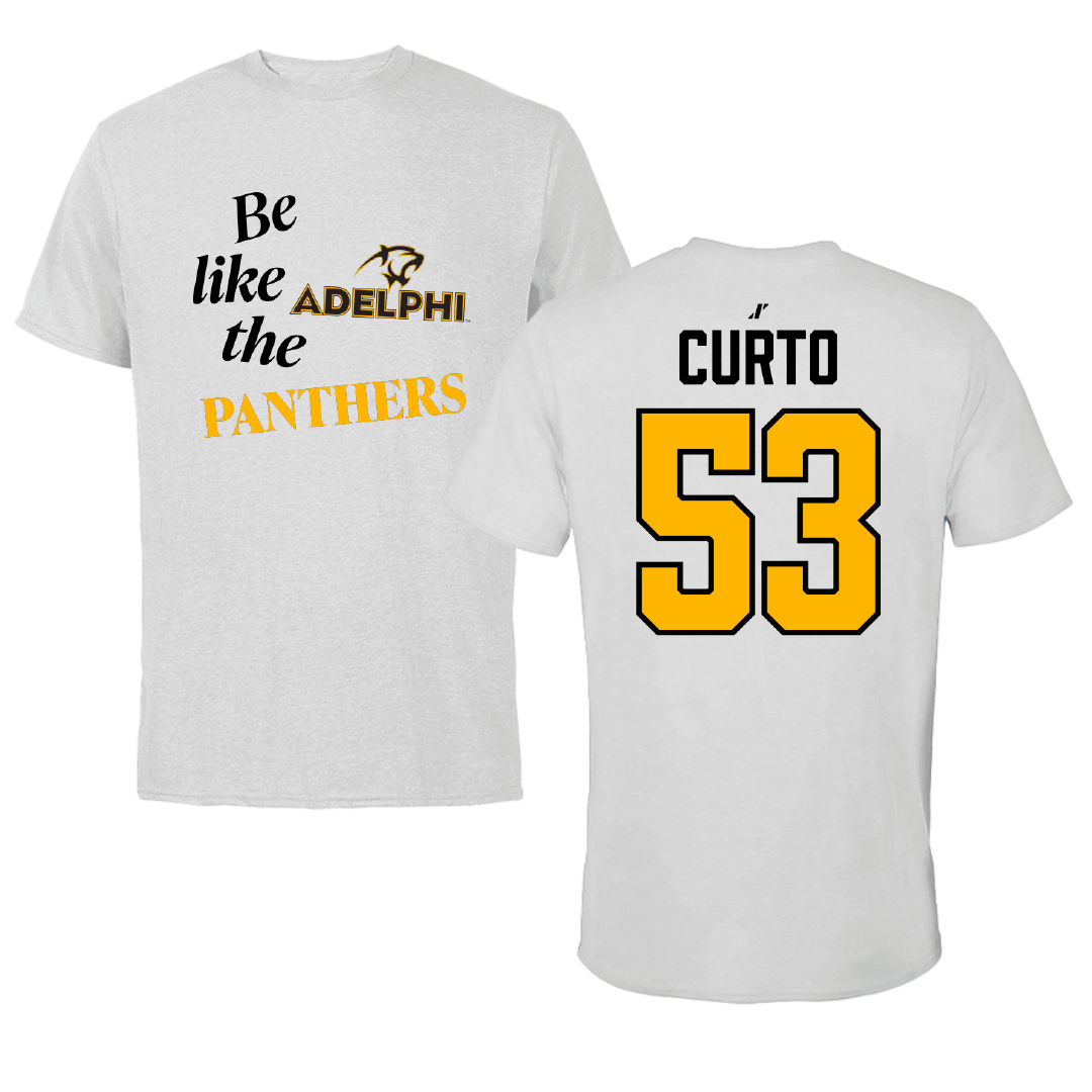 Adelphi University Baseball Light Gray Be Like Us Performance Tee - #53 Matt Curto