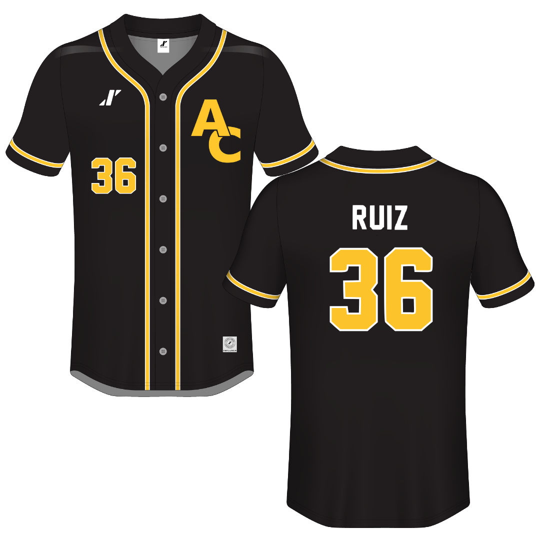 Adrian College Black Button-Down Jersey - #36 Anthony Ruiz