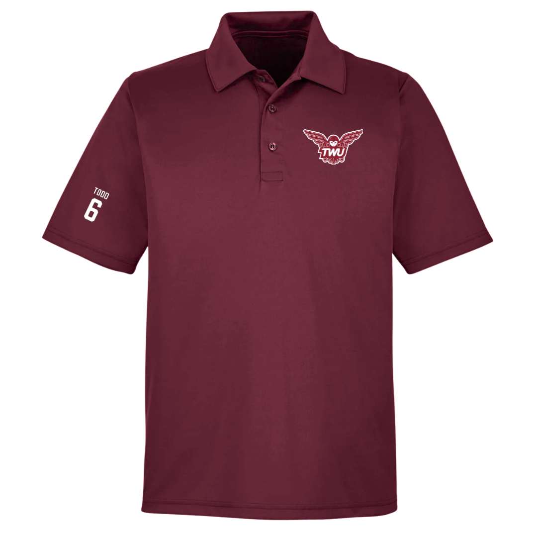 Texas Woman's University Softball Maroon Polo - #6 Riley Todd