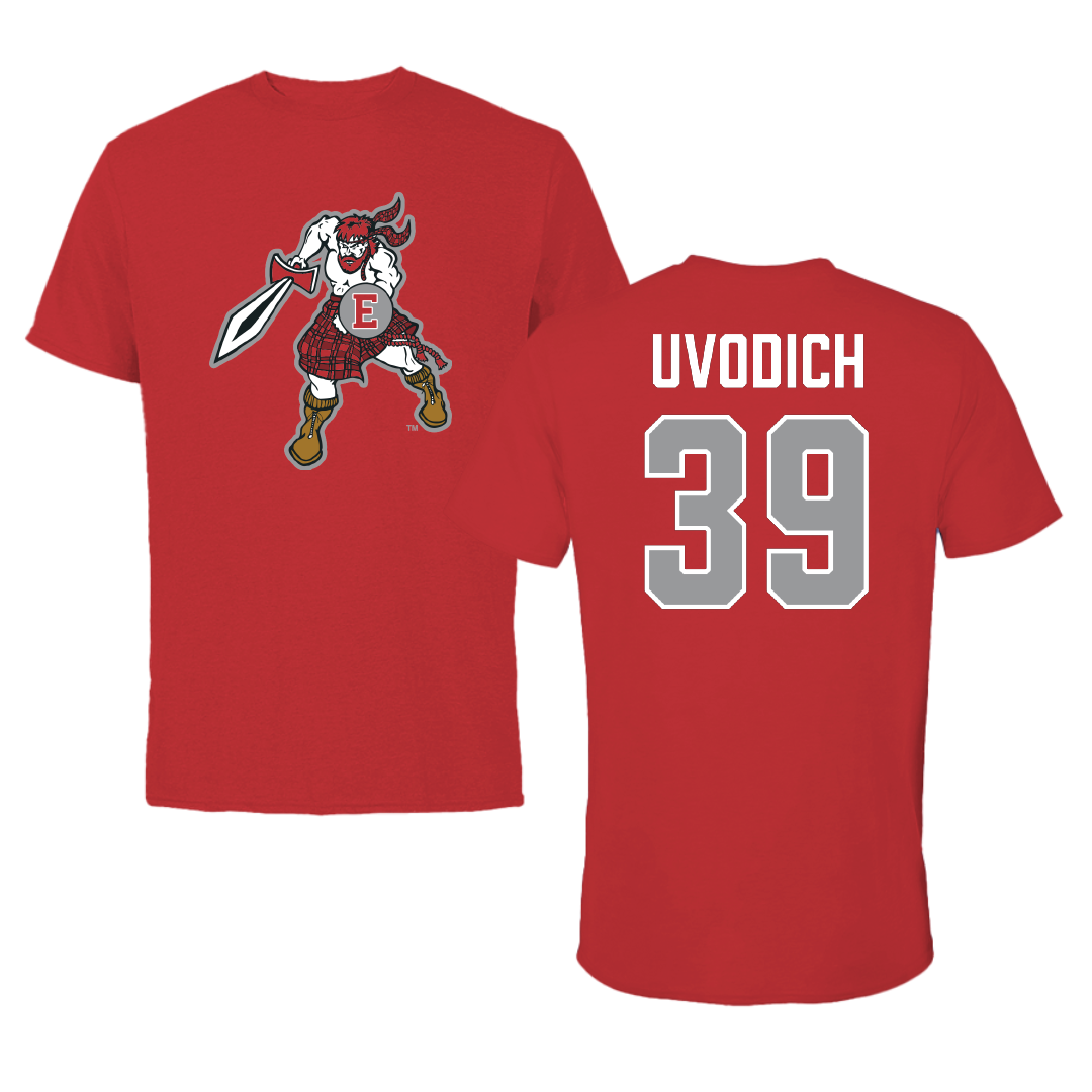 PennWest Edinboro Football Red Performance Tee - #39 Grant Uvodich
