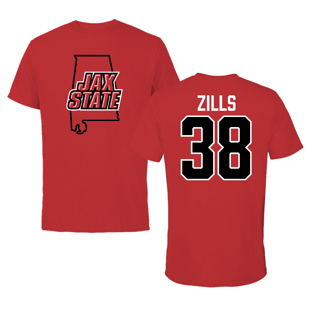 Jacksonville State University Football Red State Tee - #38 Nate Zills