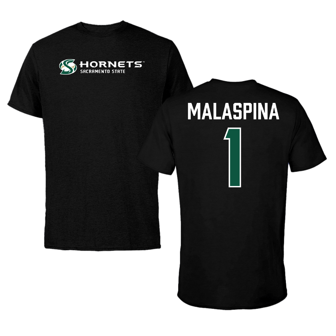 Sacramento State University Soccer (W) Black Tee - #1 Alexa Malaspina