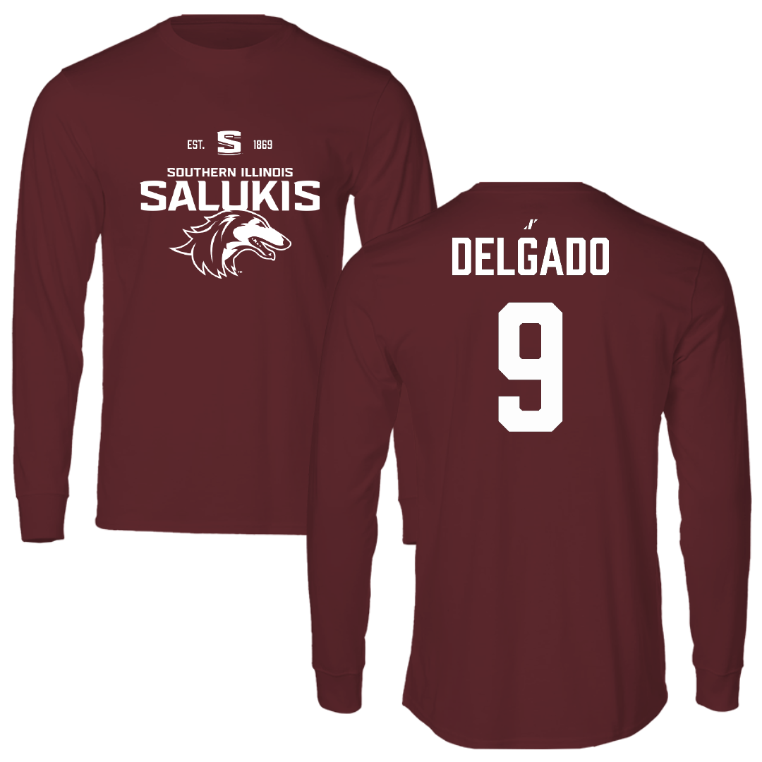 Southern Illinois University at Carbondale Softball Maroon General Performance Long Sleeve - #9 Emily Delgado