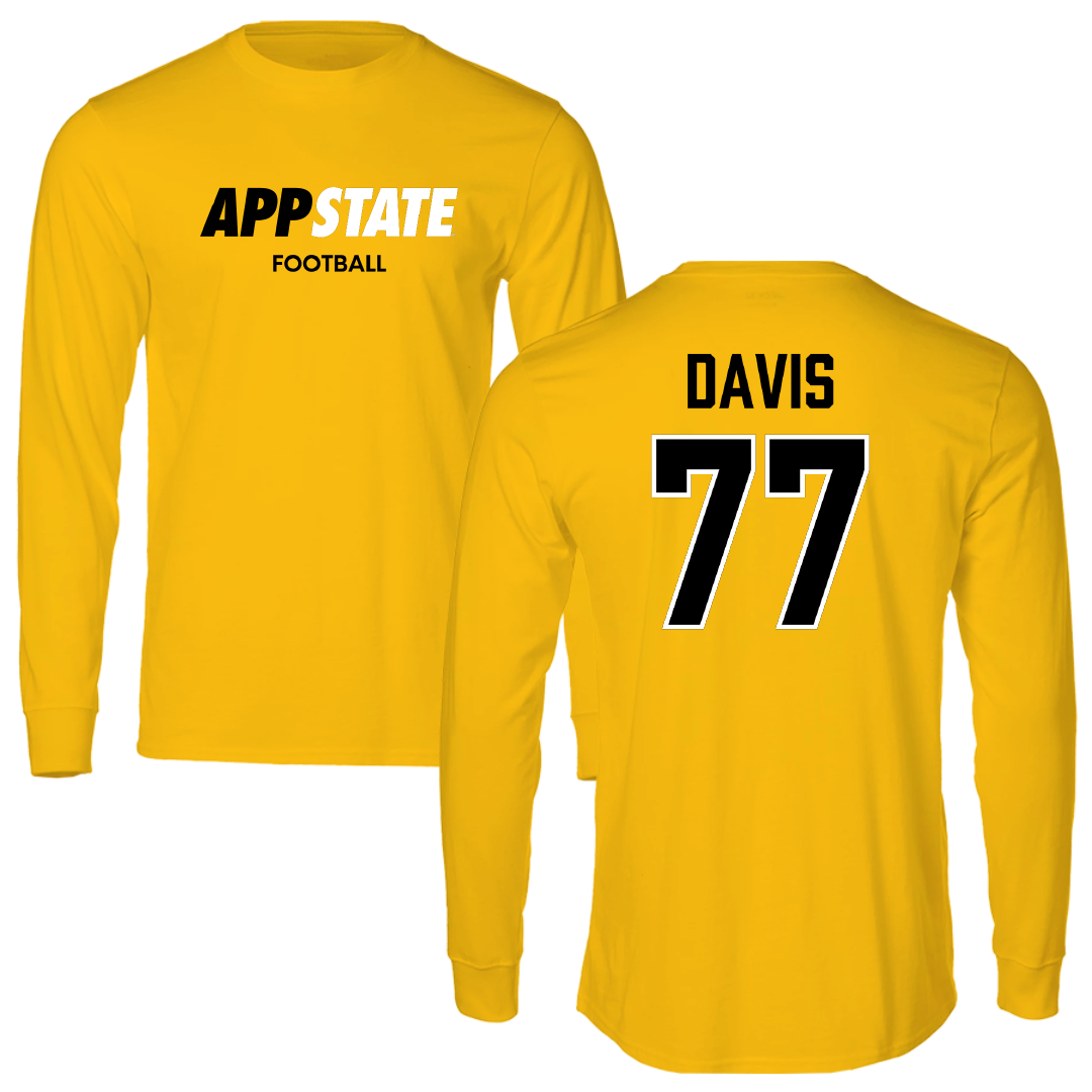 Appalachian State University Football Gold Long Sleeve - #77 Daniel Davis