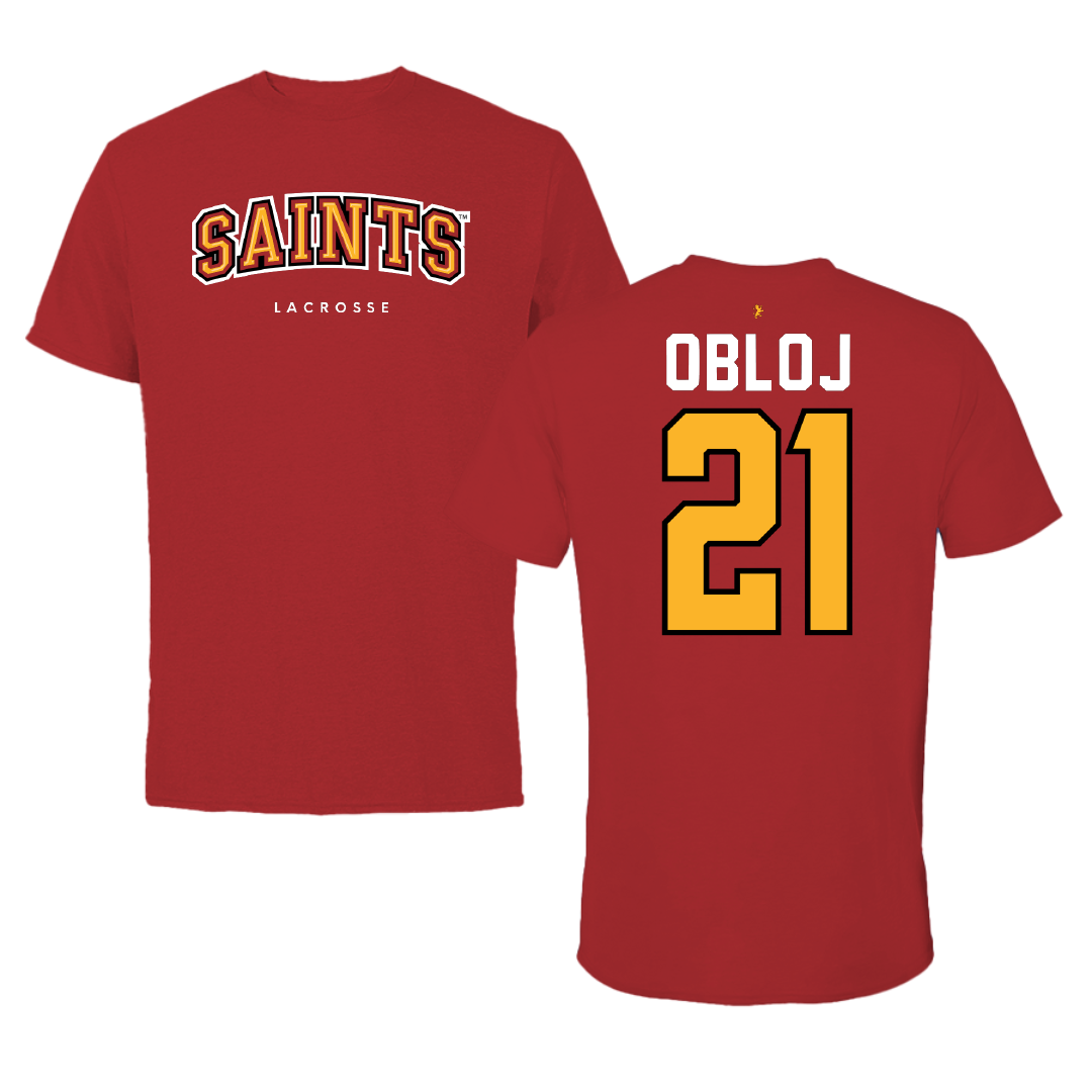 Flagler College Lacrosse Red Tee - #21 Brendan Obloj