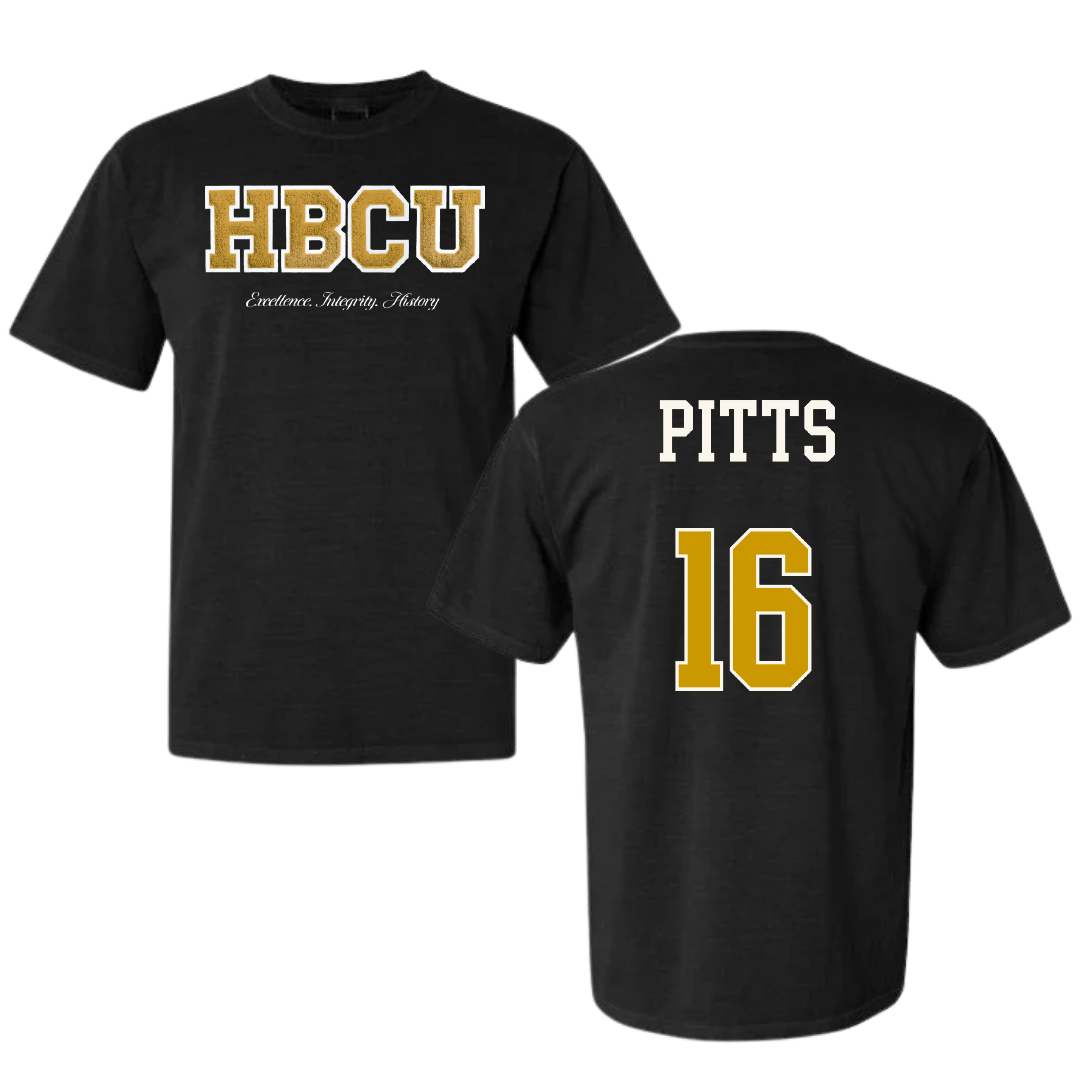 Alabama State University Football Black HBCU Varsity Comfort Colors Tee - #16 Christian Pitts