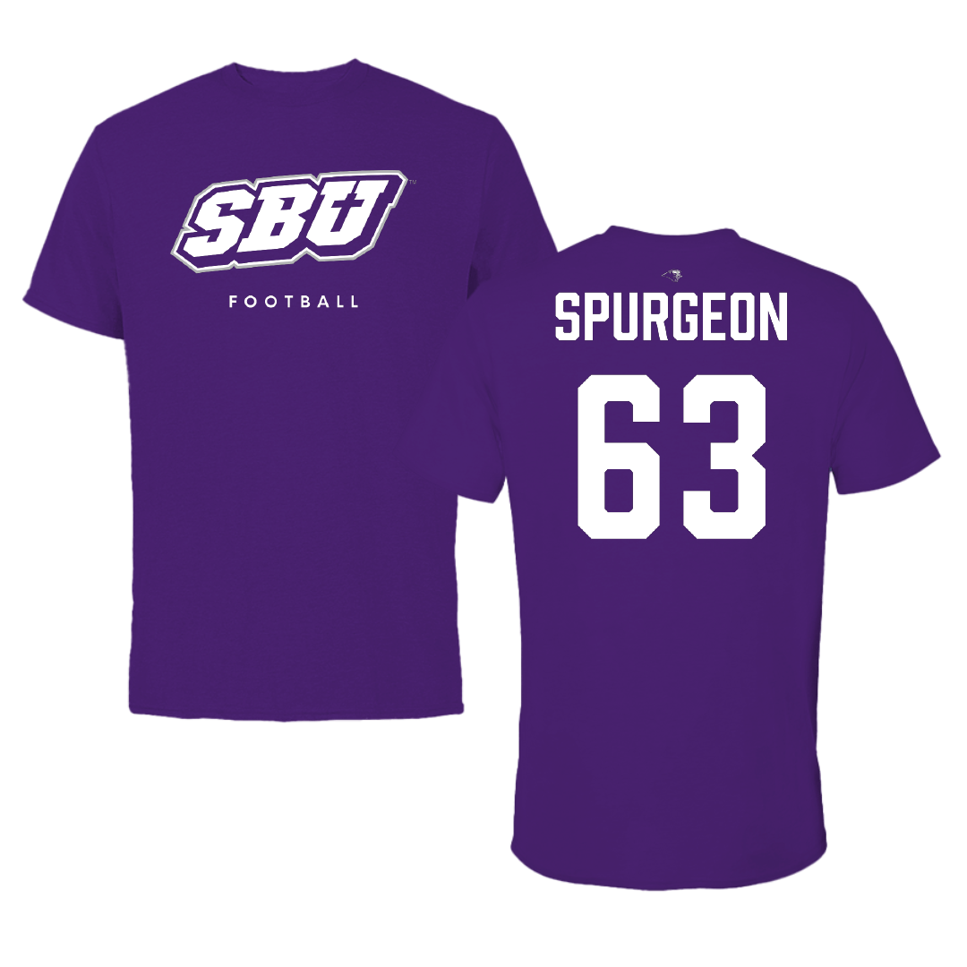 Southwest Baptist University Football Team Purple Performance Tee - #63 Saul Spurgeon