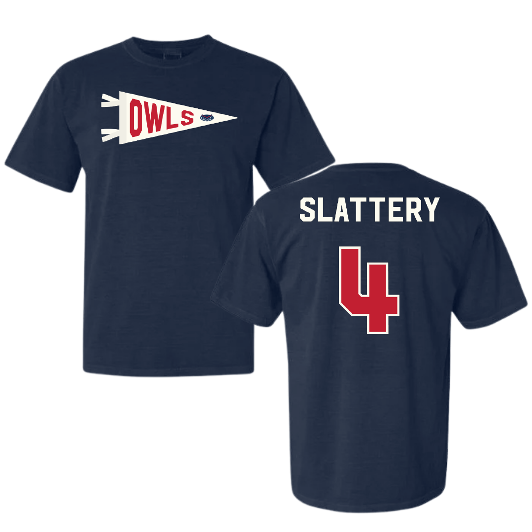 Florida Atlantic University Baseball Navy Pennant Comfort Colors Tee - #4 Joseph Slattery
