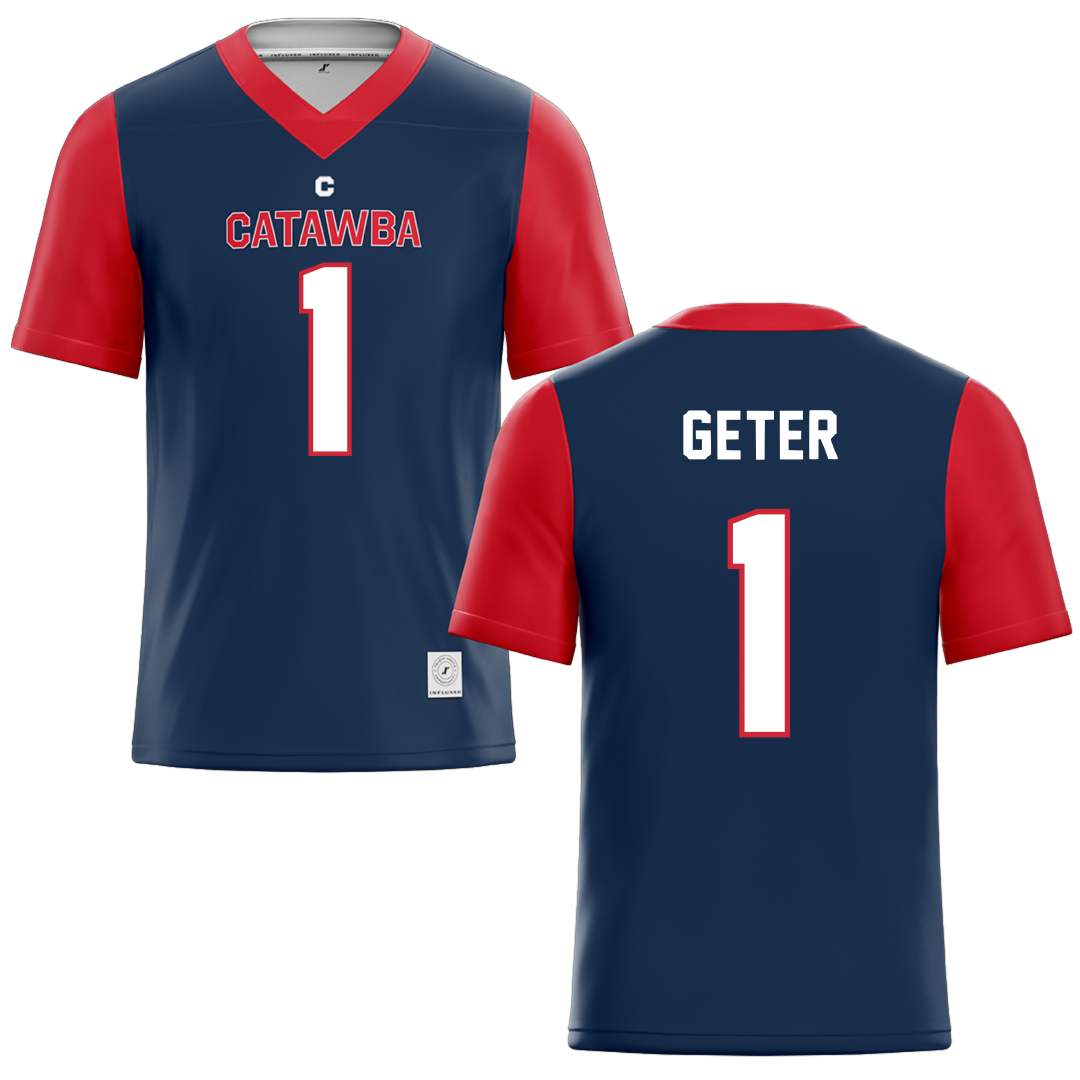 Catawba College Navy Football Jersey - #1 Michael Geter