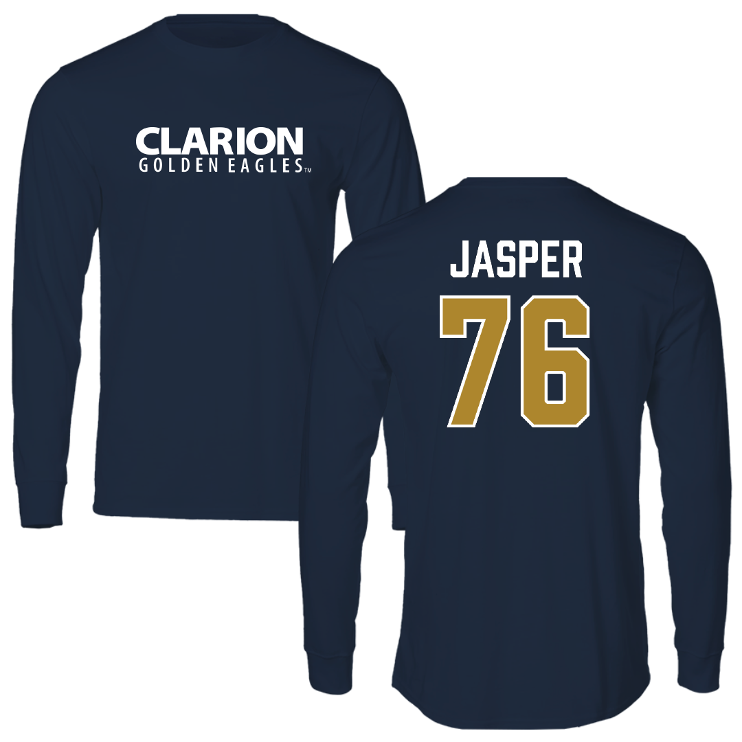 PennWest Clarion Football Navy Performance Long Sleeve - #76 Garrett Jasper