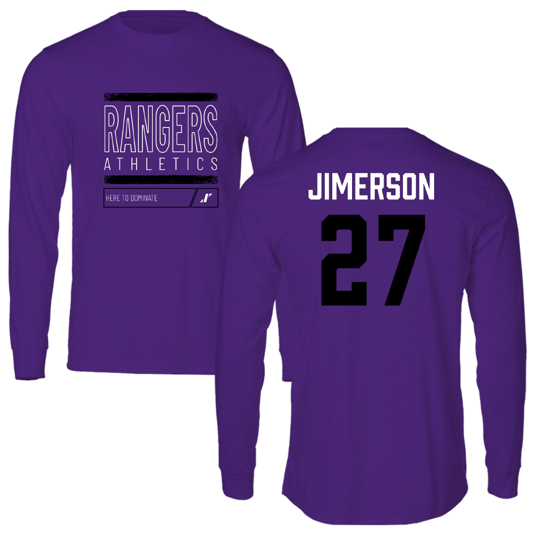 Ranger College Baseball Purple Dominate Long Sleeve - #27 CJ Jimerson