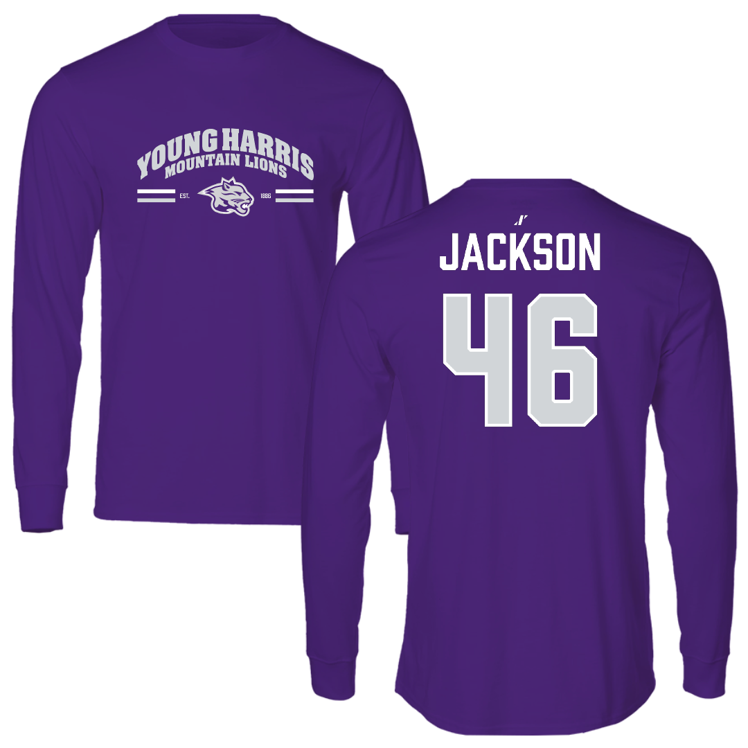 Young Harris College Baseball Purple General Performance Long Sleeve - #46 Tyler Jackson