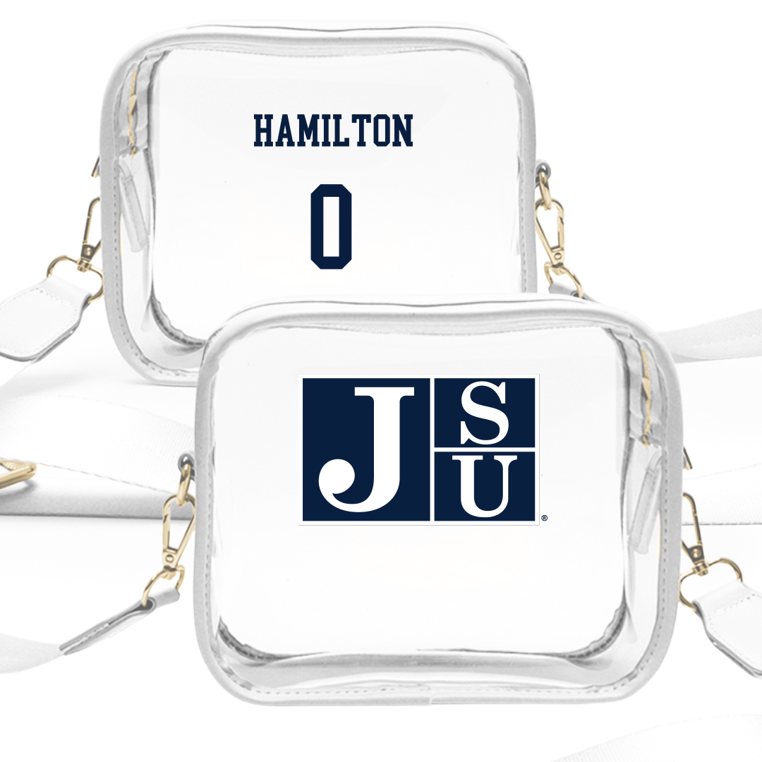 Jackson State University Soccer (W) White Clear Stadium Bag - #0 Jordan Hamilton