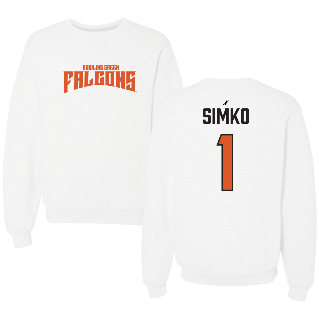 Bowling Green State University Softball White Classic Crewneck - #1 Hannah Simko