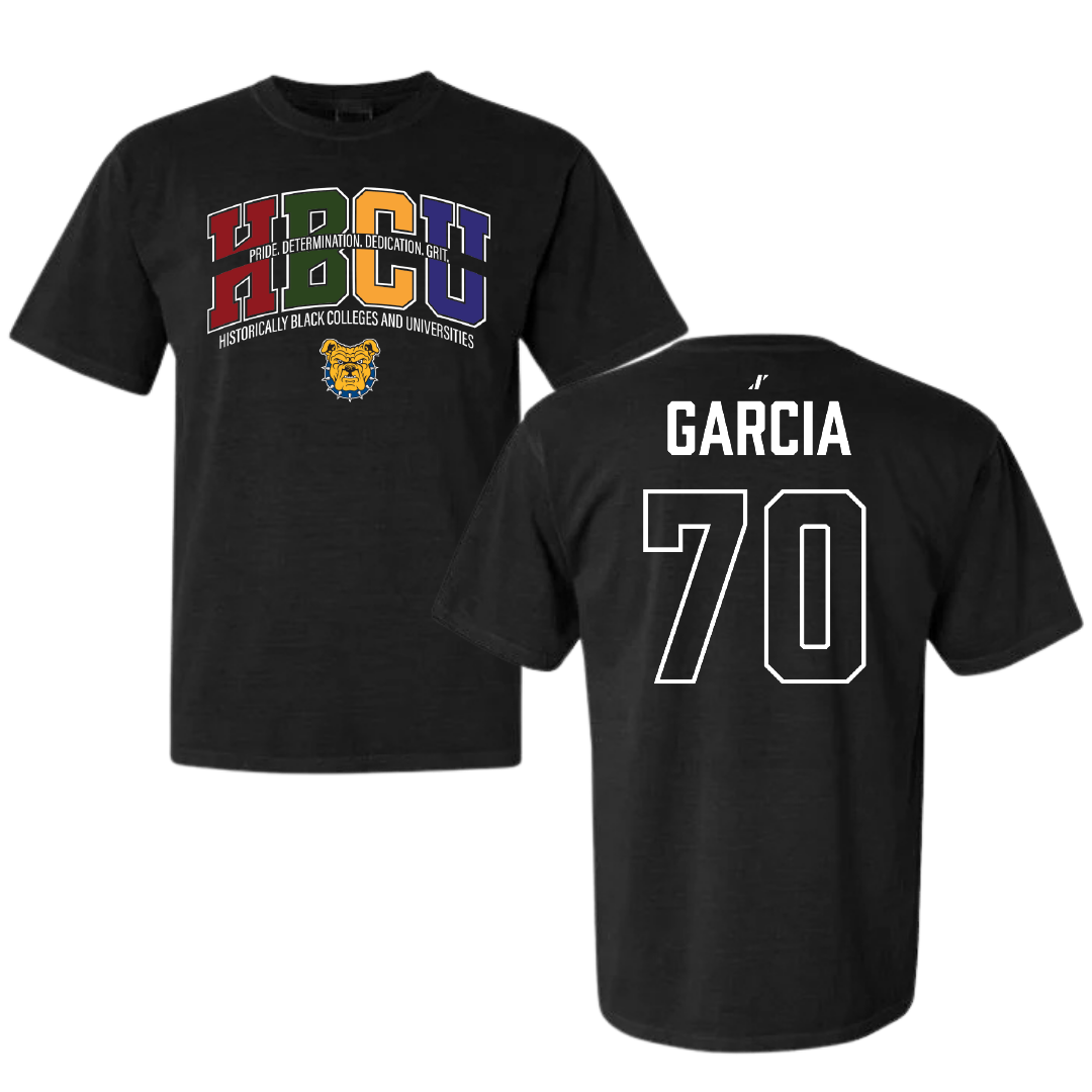 North Carolina A&T State University Football Black HBCU Comfort Colors Tee - #70 Tommy Garcia