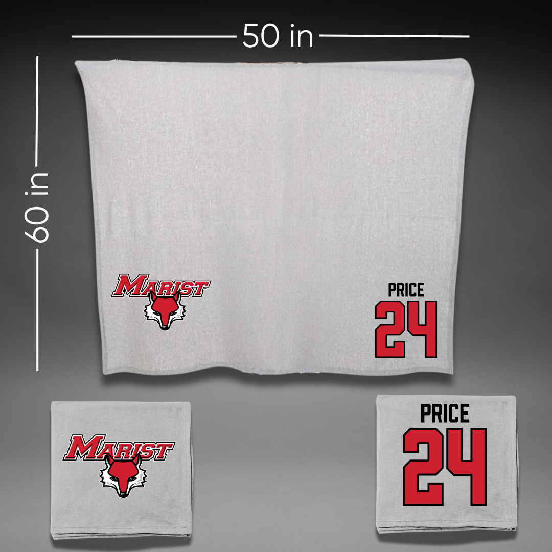 Marist University Basketball Gray Blanket - #24 Jackson Price