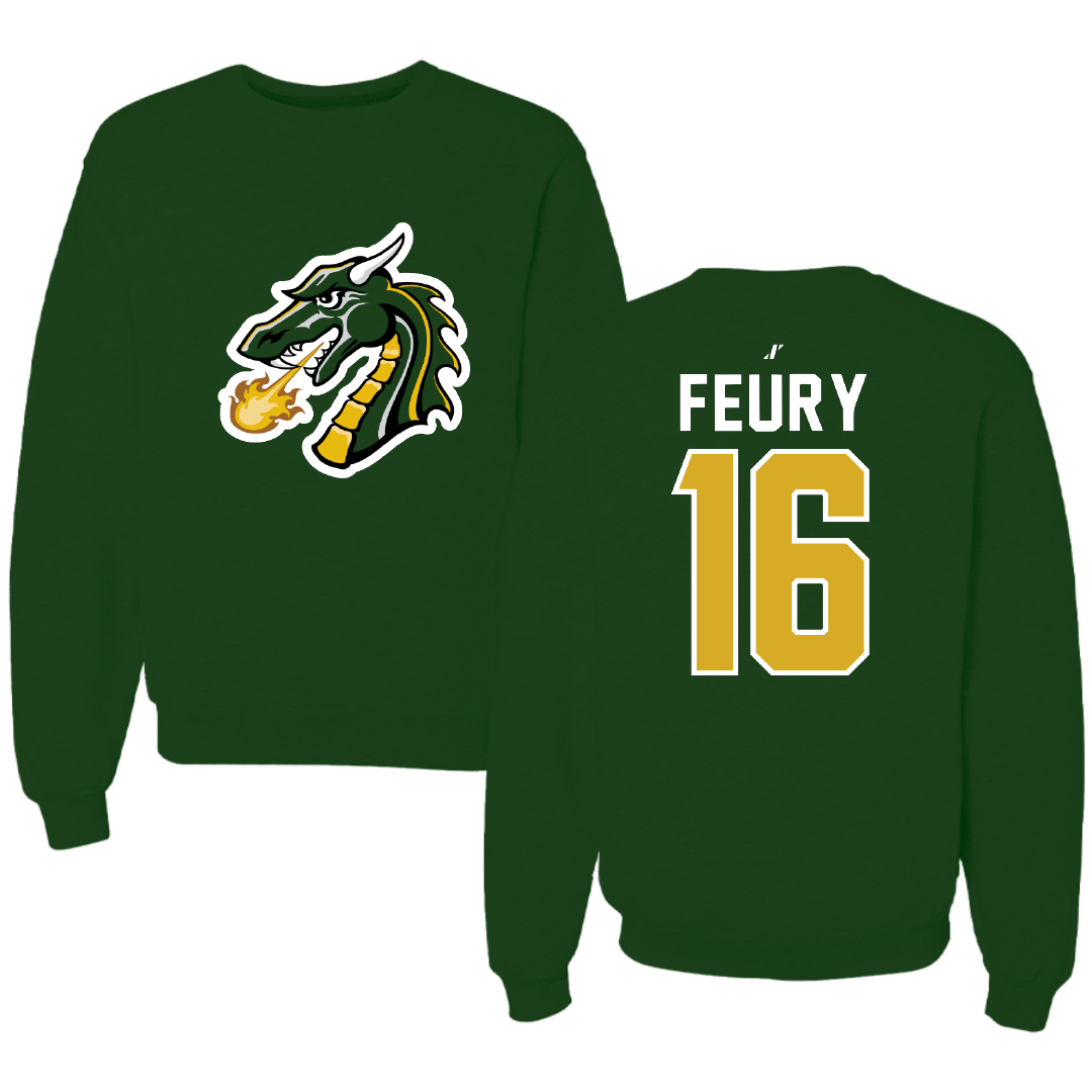 Tiffin University Soccer Forest Green Crewneck - #16 Amanda Feury