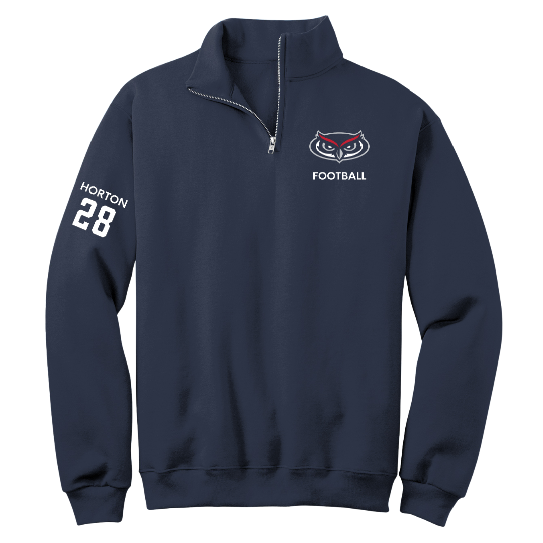 Florida Atlantic University Football Navy Quarter-Zip - #28 Zyere Horton
