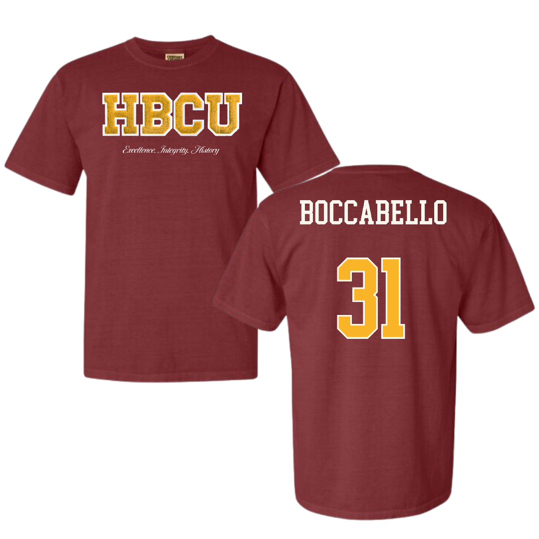 Bethune-Cookman University Baseball Maroon HBCU Varsity Comfort Colors Tee - #31 Tanner Boccabello
